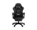 Oikiture Massage Gaming Chair Lumbar Support Height Adjustable Swivel Seat Headrest for Office Gaming