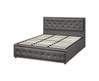 Oikiture Bed Frame King Size Gas Lift Base With Storage Grey Fabric