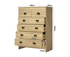 Oikiture Tallboy 6 Chest of Drawers Dresser Table Storage Cabinet Bedroom Wooden