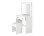 Oikiture Dressing Table Stool Set Makeup Mirror Storage Desk 10 LED Bulbs White