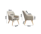 Oikiture Armchair Lounge Chair Linen Accent Armchairs Tub Chairs Sofa Beige