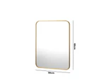 Oikiture Wall Mirrors 65x50cm Rectangle Makeup Mirror Metal Frame Gold