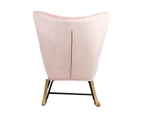 Oikiture Rocking Chair Armchair Velvet Accent Chairs Fabric Upholstered Pink