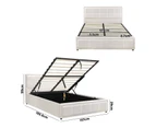 Oikiture Bed Frame Double Size Gas Lift Storage Bed Platform Boucle White