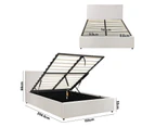 Oikiture Bed Frame Queen Size Gas Lift Base With Storage White Boucle