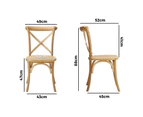 Oikiture 2PCS Crossback Dining Chair Solid Birch Timber Wood Ratan Seat Wooden