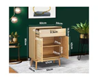 Oikiture Sideboard Cabinet Buffet Rattan Furniture Cupboard Hallway Table Wood