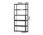 Oikiture Display Cabinet Storage 5-Tier Shelves Clear Bookcase Stand Rack Black