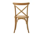 Oikiture 2PCS Crossback Dining Chair Solid Birch Timber Wood Ratan Seat Wooden