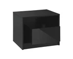 Oikiture Bedside Tables RGB LED Side Table Drawers High Gloss Nightstand Black