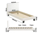 Oikiture Bed Frame Single Size Bed Platform White Boucle