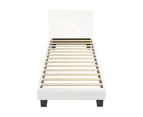 Oikiture Bed Frame Single Size Bed Platform White Boucle