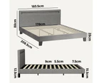 Oikiture Bed Frame King Size RGB LED Beds Grey Fabric