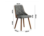 Oikiture x2 Dining Chairs Wooden Chair Kitchen Cafe Faux Leather Padded Seat