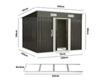 Livsip 2.38x1.31M Garden Shed With Metal Base - Zinc