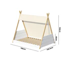 Oikiture Kids Bed Frame Wooden Timber Single Teepee Bed Platform Base