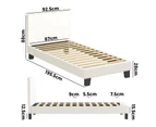 Oikiture Bed Frame Single Size Mattress Base Boucle Fabric Platform Wooden Slats