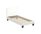 Oikiture Bed Frame Single Size Mattress Base Boucle Fabric Platform Wooden Slats