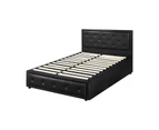 Oikiture Bed Frame King Single Size Gas Lift Base With Storage Black Leather