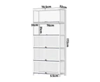 Oikiture Display Cabinet Storage 5-Tier Shelves Clear Bookcase Stand Rack White