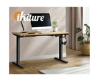 Oikiture 150CM Standing Desk Single Motor Black Frame OAK Desktop