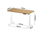 Oikiture 120CM Electric Standing Desk Single Motor Height Adjustable Sit Stand Table White Frame OAK Tabletop