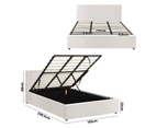 Oikiture Bed Frame King Size Gas Lift Base With Storage White Boucle