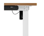 Oikiture 120CM Electric Standing Desk Single Motor Height Adjustable Sit Stand Table White Frame OAK Tabletop