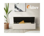 Oikiture Storage Ottoman Blanket Box Foot Stool XL Chest Toy Sherpa Linen White