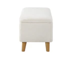 Oikiture Storage Ottoman Blanket Box Chest Toy Foot Stool LARGE Sherpa White