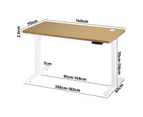 Oikiture 140cm Electric Standing Desk Single Motor White Frame OAK Desktop