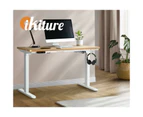 Oikiture 140cm Electric Standing Desk Single Motor White Frame OAK Desktop