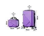 Mazam 2PCS Luggage Suitcase Trolley Set Travel TSA Lock Storage Hard Case Purple