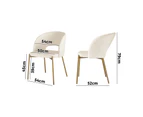 Oikiture 2PC Armchair Dining Chair Accent Chairs Tub Armchairs Sherpa White&Gold