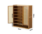 Oikiture Shoe Storage Cabinet Shoes Rack Organiser Shelf 3 Doors Rattan Style Brown