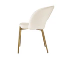 Oikiture 2PC Armchair Dining Chair Accent Chairs Tub Armchairs Sherpa White&Gold