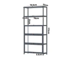 Oikiture Display Cabinet Storage 5-Tier Shelves Clear Bookcase Stand Rack Grey