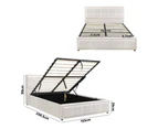 Oikiture Bed Frame Queen Size Gas Lift Storage Bed Platform Boucle White