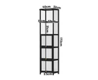 Oikiture Display Cabinet Slim Storage 5-Tier Shelves Clear Bookcase Rack Black