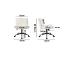 Oikiture Mid Back Armless Office Desk Chair Wide Seat with Wheels Sherpa White