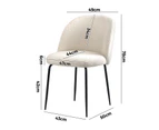 Oikiture 6x Dining Chairs Accent Chair Armchair Kitchen Upholstered Sherpa White