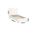 Oikiture Bed Frame Single Size Boucle Cloud Shape Headboard Wood Slats White