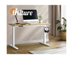 Oikiture 120cm Electric Standing Desk Dual Motor White Frame OAK Desktop