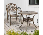 Livsip Outdoor Setting Dining Chairs & Table 3 Piece Bistro Set Bronze Cast Aluminum Patio Garden Furniture