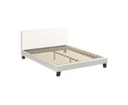 Oikiture Upholstered Platform Bed Frame Queen Size Bed Frame Boucle Fabric