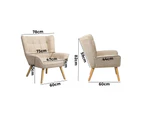 Oikiture Armchair Fabric Upholstered Beige