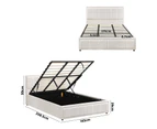 Oikiture Bed Frame King Size Gas Lift Storage Bed Platform Boucle White