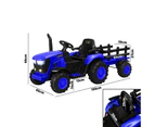 Mazam Ride On Car Tractor XL Size W/ Trailer Kids 12V Remote Electric Toddlers Blue