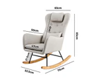 Oikiture Rocking Chair Nursing Armchair Linen Accent Chairs With 2 Pillow Beige