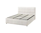 Oikiture Bed Frame King Size Gas Lift Storage Bed Platform Boucle White